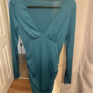 SHEIN Teal V-Neck Dress